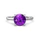 1 - Zaire 2.00 ctw Amethyst Hidden Halo accented Side Natural Diamond Engagement Ring 