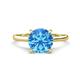 1 - Zaire 2.10 ctw Blue Topaz Hidden Halo accented Side Natural Diamond Engagement Ring 