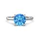 1 - Zaire 2.10 ctw Blue Topaz Hidden Halo accented Side Natural Diamond Engagement Ring 