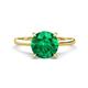 1 - Zaire 1.85 ctw Created Emerald Hidden Halo accented Side Natural Diamond Engagement Ring 