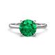 1 - Zaire 1.85 ctw Created Emerald Hidden Halo accented Side Natural Diamond Engagement Ring 