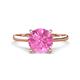 1 - Zaire 2.60 ctw Created Pink Sapphire Hidden Halo accented Side Natural Diamond Engagement Ring 