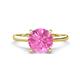 1 - Zaire 2.60 ctw Created Pink Sapphire Hidden Halo accented Side Natural Diamond Engagement Ring 