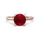 1 - Zaire 2.85 ctw Created Ruby Hidden Halo accented Side Natural Diamond Engagement Ring 