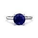 1 - Zaire 2.60 ctw Created Blue Sapphire Hidden Halo accented Side Natural Diamond Engagement Ring 