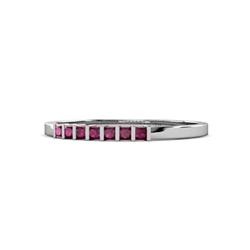 Abila ctw Princess Cut Rhodolite Garnet Stone Wedding Band Princess Cut Rhodolite Garnet ctw Channel set Women Stone Stackable Wedding Band in K White Gold