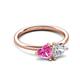 3 - Francesca 1.75 ctw Heart Shape (6.00 mm) Lab Created Pink Sapphire & IGI Certified Lab Grown Diamond Toi Et Moi Engagement Ring 