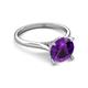 4 - Zaire 2.00 ctw Amethyst Hidden Halo accented Side Natural Diamond Engagement Ring 