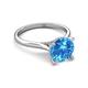 4 - Zaire 2.10 ctw Blue Topaz Hidden Halo accented Side Natural Diamond Engagement Ring 