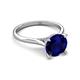 4 - Zaire 2.60 ctw Created Blue Sapphire Hidden Halo accented Side Natural Diamond Engagement Ring 