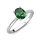 4 - Zaire 1.76 ctw Created Emerald Oval Shape (9x7 mm) accented side Natural Diamond Hidden Halo Engagement Ring 