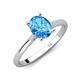 4 - Zaire 2.51 ctw Blue Topaz Oval Shape (9x7 mm) accented side Natural Diamond Hidden Halo Engagement Ring 