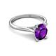 5 - Zaire 1.81 ctw Amethyst Oval Shape (9x7 mm) accented side Natural Diamond Hidden Halo Engagement Ring 