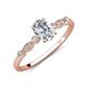 3 - Kiara 0.95 ctw IGI Certified Lab Grown Diamond Oval Shape (7x5 mm) Solitaire Plus accented Natural Diamond Engagement Ring 