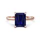 1 - Zaire 3.02 ctw Created Blue Sapphire Emerald Shape (9x7 mm) Hidden Halo accented Side Natural Diamond Engagement Ring 