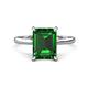 1 - Zaire 2.12 ctw Created Emerald Emerald Shape (9x7 mm) Hidden Halo accented Side Natural Diamond Engagement Ring 