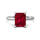 1 - Zaire 3.08 ctw Created Ruby Emerald Shape (9x7 mm) Hidden Halo accented Side Natural Diamond Engagement Ring 