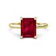 1 - Zaire 3.08 ctw Created Ruby Emerald Shape (9x7 mm) Hidden Halo accented Side Natural Diamond Engagement Ring 