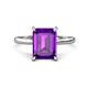 1 - Zaire 2.37 ctw Amethyst Emerald Shape (9x7 mm) Hidden Halo accented Side Natural Diamond Engagement Ring 