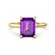 1 - Zaire 2.37 ctw Amethyst Emerald Shape (9x7 mm) Hidden Halo accented Side Natural Diamond Engagement Ring 