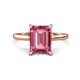 1 - Zaire 2.97 ctw Pink Tourmaline Emerald Shape (9x7 mm) Hidden Halo accented Side Natural Diamond Engagement Ring 