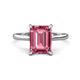 1 - Zaire 2.97 ctw Pink Tourmaline Emerald Shape (9x7 mm) Hidden Halo accented Side Natural Diamond Engagement Ring 