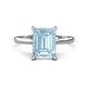 1 - Zaire 2.12 ctw Aquamarine Emerald Shape (9x7 mm) Hidden Halo accented Side Natural Diamond Engagement Ring 