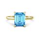 1 - Zaire 3.12 ctw Blue Topaz Emerald Shape (9x7 mm) Hidden Halo accented Side Natural Diamond Engagement Ring 