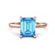 1 - Zaire 3.12 ctw Blue Topaz Emerald Shape (9x7 mm) Hidden Halo accented Side Natural Diamond Engagement Ring 