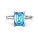 1 - Zaire 3.12 ctw Blue Topaz Emerald Shape (9x7 mm) Hidden Halo accented Side Natural Diamond Engagement Ring 