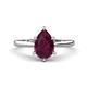 1 - Zaire 1.55 ctw Rhodolite Garnet Pear Shape (9x6 mm) Hidden Halo accented Side Natural Diamond Engagement Ring 