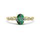 1 - Kiara 1.36 ctw Created Alexandrite Oval Shape (7x5 mm) Solitaire Plus accented Natural Diamond Engagement Ring 