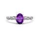 1 - Kiara 0.92 ctw Amethyst Oval Shape (7x5 mm) Solitaire Plus accented Natural Diamond Engagement Ring 