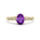 1 - Kiara 0.92 ctw Amethyst Oval Shape (7x5 mm) Solitaire Plus accented Natural Diamond Engagement Ring 