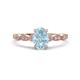 1 - Kiara 0.92 ctw Aquamarine Oval Shape (7x5 mm) Solitaire Plus accented Natural Diamond Engagement Ring 