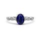 1 - Kiara 1.10 ctw Blue Sapphire Oval Shape (7x5 mm) Solitaire Plus accented Natural Diamond Engagement Ring 