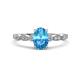 1 - Kiara 1.20 ctw Blue Topaz Oval Shape (7x5 mm) Solitaire Plus accented Natural Diamond Engagement Ring 