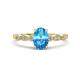 1 - Kiara 1.20 ctw Blue Topaz Oval Shape (7x5 mm) Solitaire Plus accented Natural Diamond Engagement Ring 