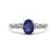 1 - Kiara 0.87 ctw Iolite Oval Shape (7x5 mm) Solitaire Plus accented Natural Diamond Engagement Ring 