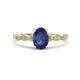 1 - Kiara 0.87 ctw Iolite Oval Shape (7x5 mm) Solitaire Plus accented Natural Diamond Engagement Ring 