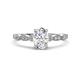 1 - Kiara 1.05 ctw Moissanite Oval Shape (7x5 mm) Solitaire Plus accented Natural Diamond Engagement Ring 