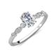3 - Kiara 1.05 ctw Moissanite Oval Shape (7x5 mm) Solitaire Plus accented Natural Diamond Engagement Ring 