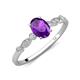 3 - Kiara 0.92 ctw Amethyst Oval Shape (7x5 mm) Solitaire Plus accented Natural Diamond Engagement Ring 