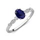 3 - Kiara 1.10 ctw Blue Sapphire Oval Shape (7x5 mm) Solitaire Plus accented Natural Diamond Engagement Ring 