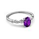 5 - Kiara 0.92 ctw Amethyst Oval Shape (7x5 mm) Solitaire Plus accented Natural Diamond Engagement Ring 
