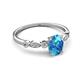 5 - Kiara 1.20 ctw Blue Topaz Oval Shape (7x5 mm) Solitaire Plus accented Natural Diamond Engagement Ring 