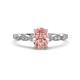 1 - Kiara 0.95 ctw Morganite Oval Shape (7x5 mm) Solitaire Plus accented Natural Diamond Engagement Ring 