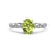 1 - Kiara 1.10 ctw Peridot Oval Shape (7x5 mm) Solitaire Plus accented Natural Diamond Engagement Ring 