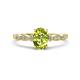 1 - Kiara 1.10 ctw Peridot Oval Shape (7x5 mm) Solitaire Plus accented Natural Diamond Engagement Ring 