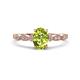 1 - Kiara 1.10 ctw Peridot Oval Shape (7x5 mm) Solitaire Plus accented Natural Diamond Engagement Ring 